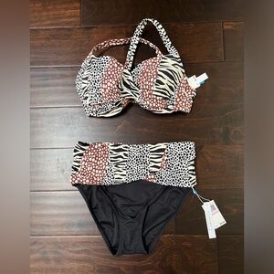 NWT Bleu Rod Beattie animal print swim suit.  Bottom size 6 and top 34DD.
